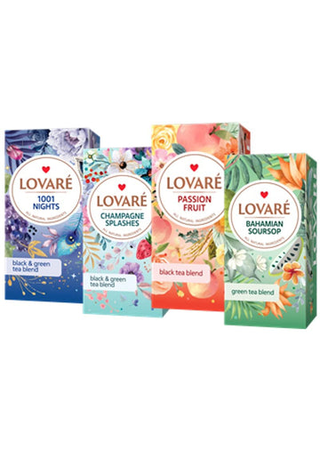 Black and Green Tea by Lovare - Tea Sets Made - 96 Tea Bags of Assorted Tea
