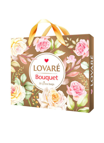 BOUQUET - Black and Green Assorted Tea Samplers - 30 tea bags - 6 tastes