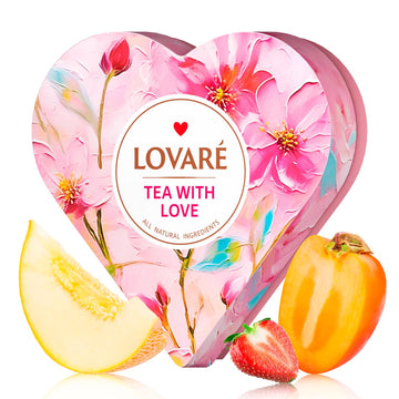 Black and Green, Lovare Tea Fruit, Peach Assorted Samplers - Heart 34 Pyramids