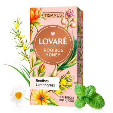 Individually Wrapped Tea Bags By Lovare – Rooibos Honey 24 tea bags x 1.8g each
