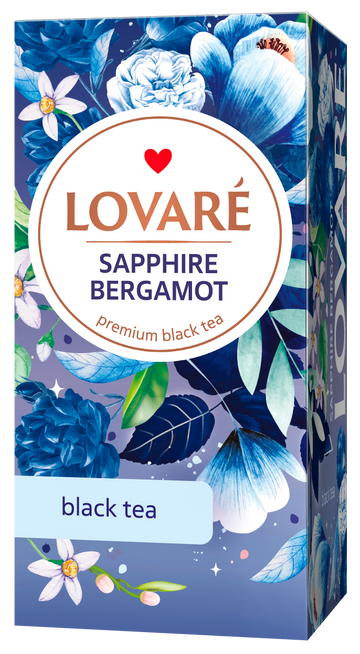 Individually Wrapped Tea Bags By Lovare - Sapphire Bergamot 24 tea bags x 2g each
