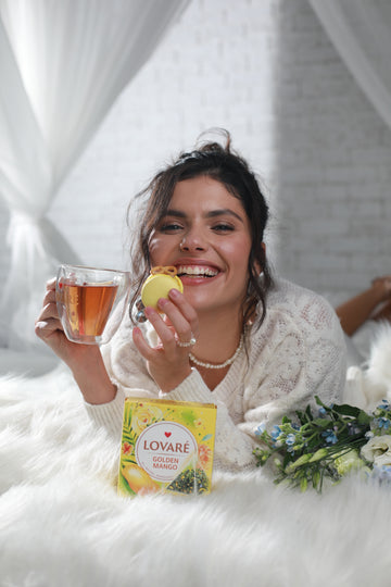 Lovare Golden Mango Green Tea – 15 Pyramid Tea Bags x 2g