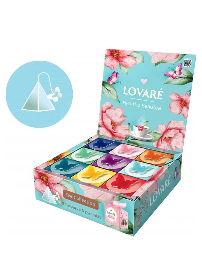 Black and Green Lovare Tea Blend Assorted 45 Pyramids Butterfly