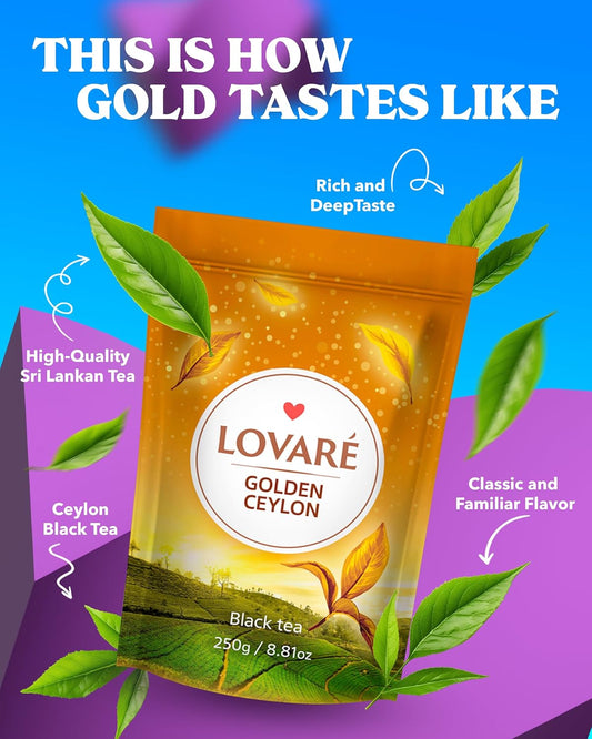 Lovare Golden Ceylon black tea, medium leaf, 250 g