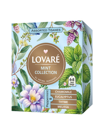 Assorted Herbal Tea by Lovare – Mint Collection, 32 Individually Wrapped Tea Bags