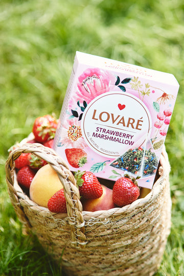 Lovare Strawberry Marshmallow Green Tea – 15 Pyramid Tea Bags x 2g