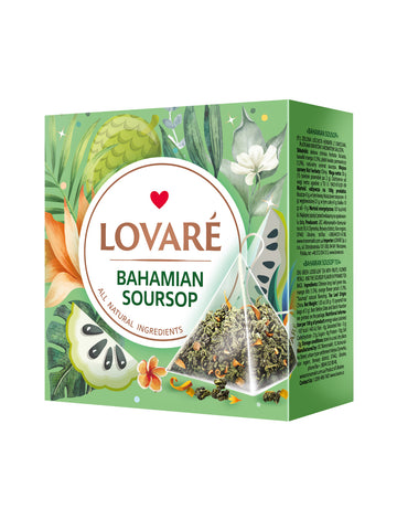 Lovare Bahamian Soursop Green Tea – 15 Pyramid Tea Bags x 2g