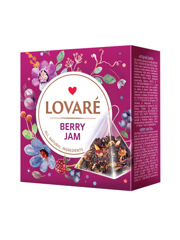 Lovare Berry Jam Black Tea Blend – 15 Pyramid Tea Bags x 2g