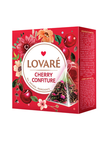 Lovare Cherry Confiture Black Tea – 15 Pyramid Tea Bags x 2g