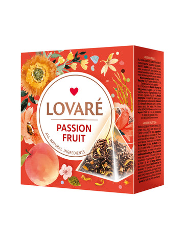Lovare Passion Fruit Black Tea – 15 Pyramid Tea Bags x 2g