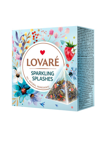Lovare Sparkling Splashes Black & Green Tea – 15 Pyramid Tea Bags x 2g